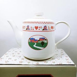 Vintage Raintree Heart & Home Teapot w/ Lid Hearts Cherry Country Kitchen (su1)